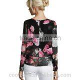 2015 Fashion Short Sleeve Tropical Flower Print Top Wholesale Custom T-shirt thumbnail-4