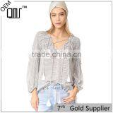 2017 OEM Femme Striped Gauze Tassel Girdle Holiday Blouses thumbnail-1