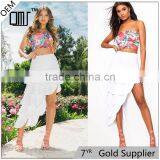 Asymmetrical Long White Tiered Skirt for Summer Designer Woman Party Wear thumbnail-1