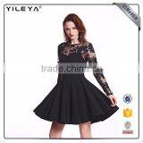 Customizable Pleated High Waist Black Lace Dresss thumbnail-4
