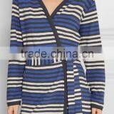 Comfortable Slip On 100% Cotton Womens Loungewear With Attached Belt in Colorful Stripes thumbnail-2