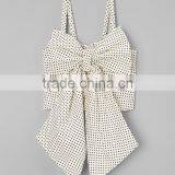 Fashion Ivory Polka Dot Tank Fancy Girl Tops With Bow Soft Kids Clothing GT90428-6
