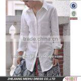 Classic Medium Style Linen Natural White Casual Shirt for Women/Ladies Fashionable Pocket thumbnail-1