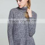 Ladies Custom Loose Knitted Irregular Hem Turtleneck Sweater With Wholesale Price thumbnail-2