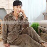 Hot Selling Flannel Fleece Men Sleepwear Brown Thick Keep Warm and Low Price thumbnail-4