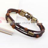 XP-LB-2182 Hot Sale Ancient Bronze Metal Alloy Leather Bracelet thumbnail-2