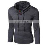 Hot Selling T-Shirt Men Button Front Long Sleeve Round-neck Solid Casual Slim Tops thumbnail-2