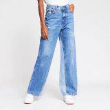 Blue high rise wide leg jean