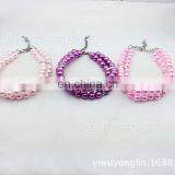 High Quality Luxury Three Rows of Pearl Pet Necklace Cat and Dog Collar thumbnail-3