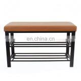 Customized Modern PVC Leather Metal Shoe Rack for Living Room at Doorway Entrance Shoe Bench thumbnail-2