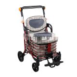 Steel frame firm large capacity rollator shopping cart trolley walker