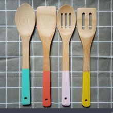 Bamboo cooking utensil set with colorful handle Wholesale from China