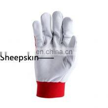 High Quality Top Grade Cheap Goatskin Sheepskin Leather Red Security Work Safety Gardening Gloves thumbnail-3
