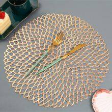 Fancy Modern Round Flower Pattern Non Slip Heat Resistant PVC Table Pads Bowl Hollow Place Mats thumbnail-1