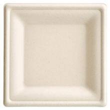 6” Bagasse Eco-Friendly Disposable Biodegradable Plates Sugarcane Bagasse Square Plates Oval Plates (500/ Case) thumbnail-2