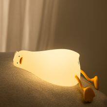 Wholesale Cute Rechargeable Silicone Animal Night Light Bedroom Soft Duck Baby Night Light Lying Flat Led Duck Lamp For Kids thumbnail-4