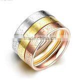 Women's 316l Stainless Steel Tri-Color Stackable Set Bible Lords Prayer Cross Wedding Rings Band