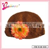 April new products baby hat soft material crochet bucket hat with flower decoration