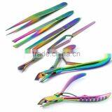 Professional Titanium Cuticle Nippers Magic Wand Eyelash Tweezers Manicure