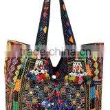Vintage Tribal Boho Banjara Bags-vintage Banjara Mirror Work Textile Bag and Handbags thumbnail-1