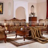 Elegant living room sofa/antique royal american style home furniture/solid wood leather sofa sets AS21