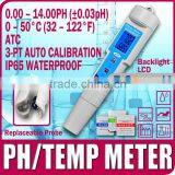 Waterproof pH Meter 0~14 Thermometer Replaceable Probe Backlight PH4 7 10