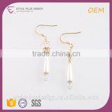 E77951I01 Pearl Gold Plated Long Earring Designs Gold Earring Backs Crystal Water Drop Pearl Pendant Earrings thumbnail-2