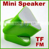 Green Mini 3D Sound USB FM Speaker TF Card LED Radio Audio Music Rotatable Player