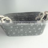 set of three oval shape metal flower pot