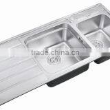 Middle East Double Bowl Stainless Steel Kitchen Sink With Drainboard thumbnail-1