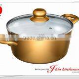 FORGED ALUMINUM CASSEROLE WITH LID, WITH GOLDEN SHINY PAINTING thumbnail-1