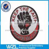 Fist Woven Applique Tags, Laser Cut Singapore Club Woven Logo Patches