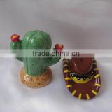 cactus and hat ceramic salt and pepper shaker