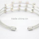 Silver Bracelet Designs Adjustable Cuff Jewelry Three Layered Silver Ball Handmade Bracelet For Women For 2016New Intrend Style thumbnail-2