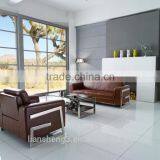 S850 Generous Modern Simple Black Office Leather Sofa With Stainless Steel Base thumbnail-3