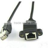 RJ45 Female To Male Cat Network Extension Cable Panel Mount Screw Lock 2ft 60cm thumbnail-1