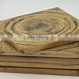 High Quality Eco Friendly Spun Bamboo Natural Square Coaster 10 cm thumbnail-1
