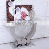 Marble Top Console Table With Contemporary Stainless Steel Base thumbnail-2