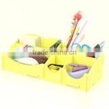 6 Compartments Wooden Home Office DIY Desk Cosmetic Storage Organizer Pen Container thumbnail-1