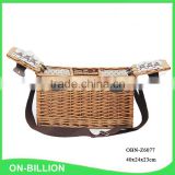 Bulk vintage rattan wicker picnic basket for 2 person for set