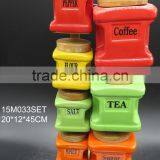 Screw Cap Sealing Jar Green/Orange/Yellow Ceramic Kitchen Canisters thumbnail-4