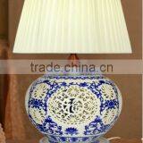 Blue and White Ceramic Table Lamps thumbnail-4