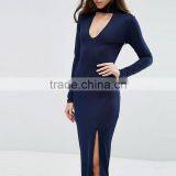 2017 Women Long Sleeve High Neck Maxi Dress With Choker Detail HSd9035 thumbnail-4
