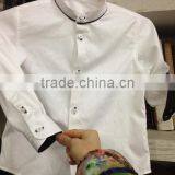 Custom boys dress shirts wholesale Banded collar white dress shirts