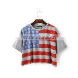 American Flag Black White Tees Latest New Design Short Style Lady Printing Graphic t Shirt for Women thumbnail-4