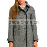 High Quality New Model Charcoal Gray Wool Blend Women's Coat thumbnail-1