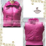 padded cotton nylon women winter jacket with fur collar