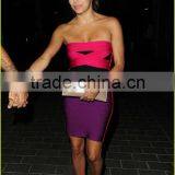 New Arrival Elastic Knitted HL Pink Purple Sleeveless Celebrity Bandage Dress Celebrity Inspired thumbnail-2