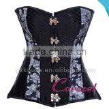 Black Cheap Steel Boned Corests Women Overbust thumbnail-1