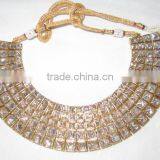 Gold Plated Crystal White Reverse AD Designer Necklace Earring Set thumbnail-1